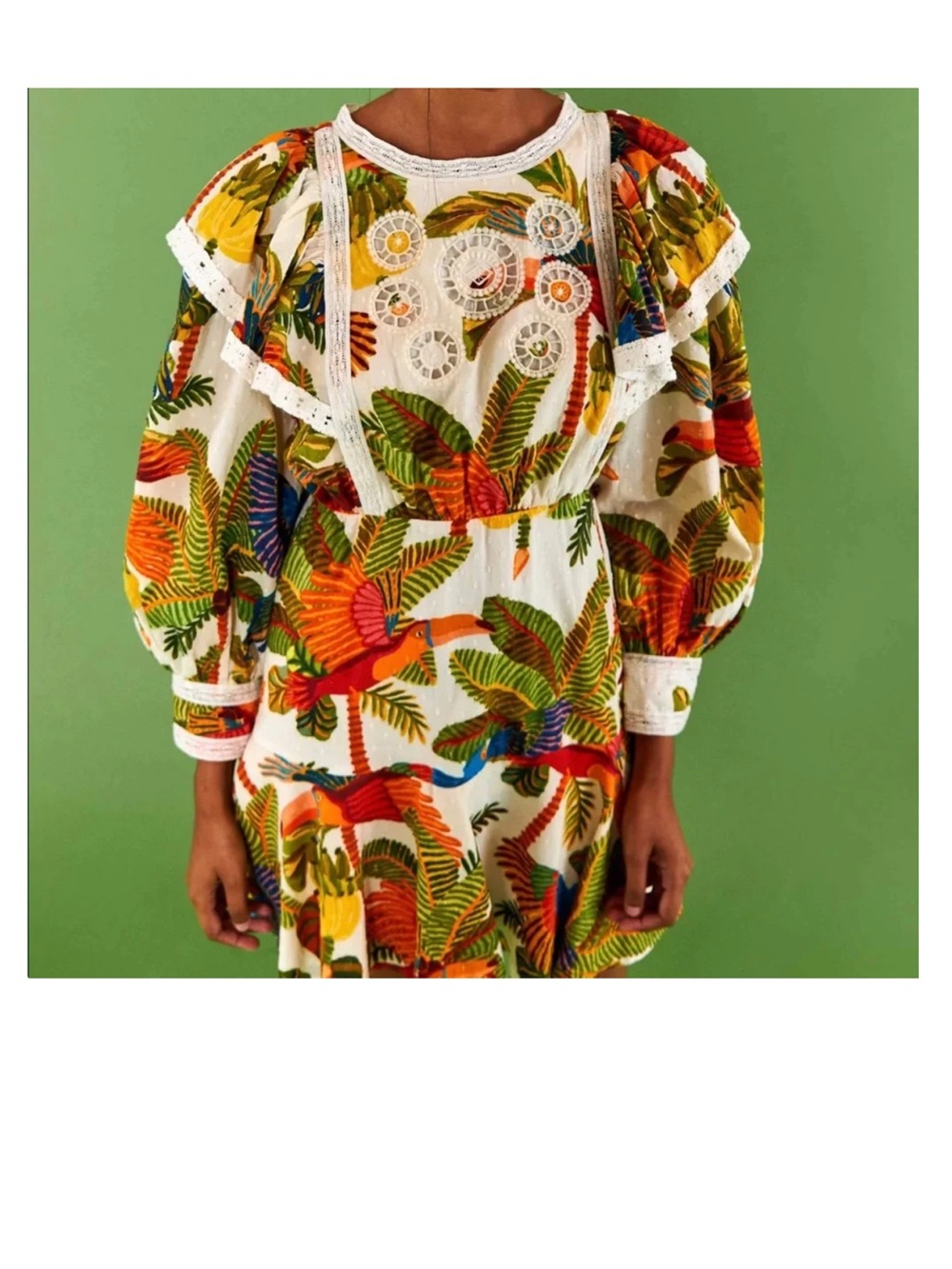 FARM Rio NWT Large Off-White Forest Birds Mini Dress